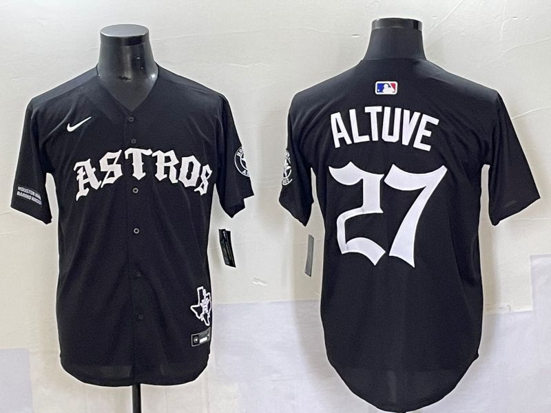 Men 2025 Houston Astros 27 Altuve Black Seven generations Joint Name Nike MLB Jersey style 13
